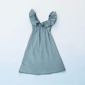 French Connection Ruffle Dress in Dusty Blue
